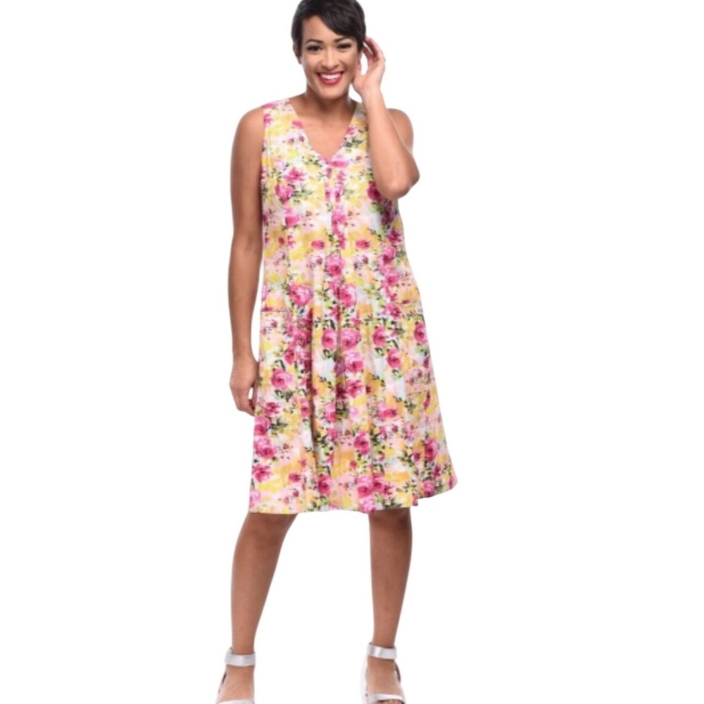Tulip Clothing Poppie Dress Renoir Rose Floral Cottage Fairy Pockets XL Pink